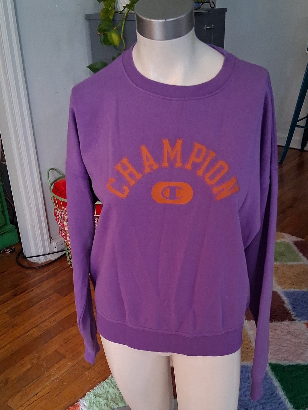 Champion Women's Purple Logo Crewneck Sweatshirt